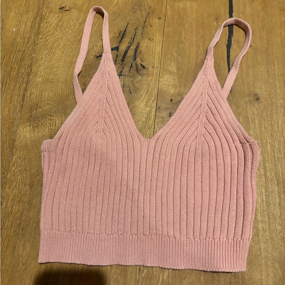 Pink Knitted Crop top, women’s medium, Coco and Shay